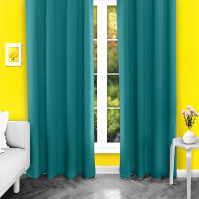 Elegant 7 Feet Teal Blackout Door Curtains for Room Darkening and Insulation