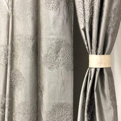 Elegant 7ft Grey Curtains for Doors | Set of 2 Eyelet Drapes