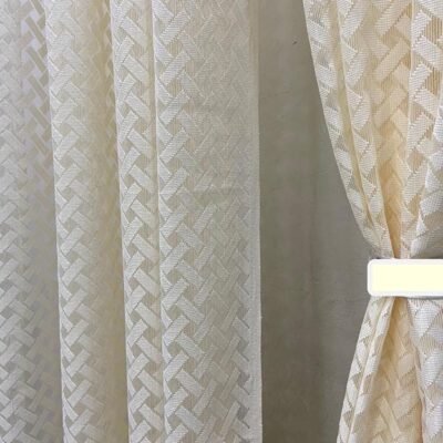 Elegant 8Ft Cream Sheer Curtains for Living Room and Home Office Decor