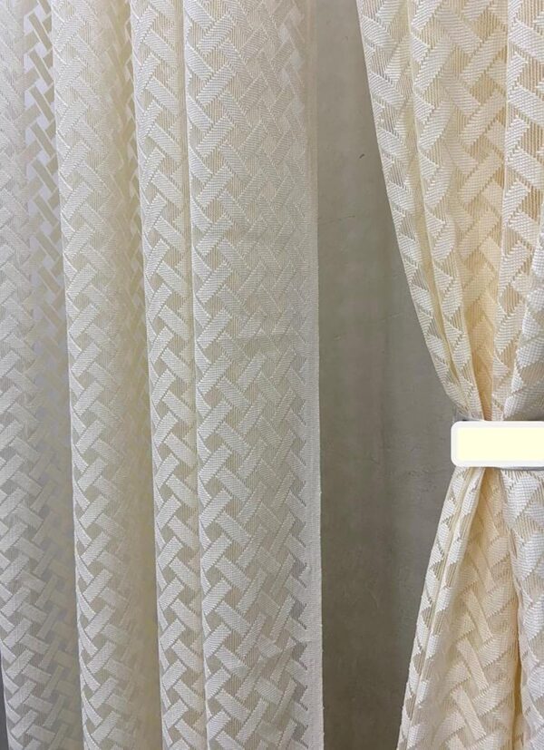 Elegant 8Ft Cream Sheer Curtains for Living Room and Home Office Decor