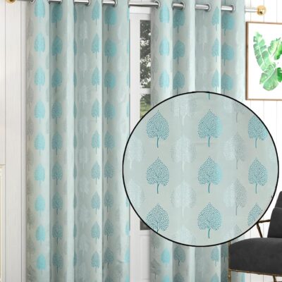 Elegant Aqua Betel Leaf Curtains for Home | 8 Feet Semi Blackout Design