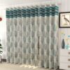 Elegant Aqua Jute Blackout Curtains for Doors - 2 Piece Set, 7 Feet