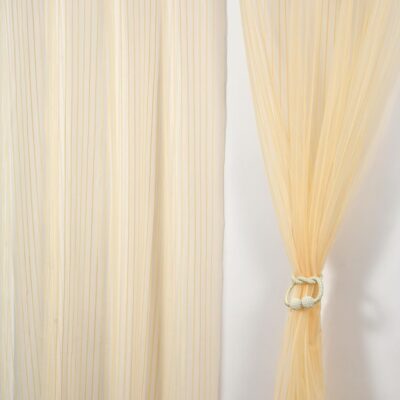 Elegant Beige Polyester Door Curtains – 2 Piece Sheer Strips for Home Decor