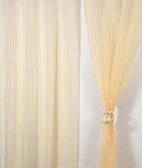 Elegant Beige Polyester Door Curtains - 2 Piece Sheer Strips for Home Decor