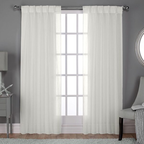 Elegant Belgian Textured Linen Look Sheer Curtain Panels for Stylish Interiors