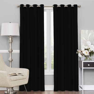 Elegant Blackout Door Curtains Set – Thermal Insulated Faux Silk for Living Room