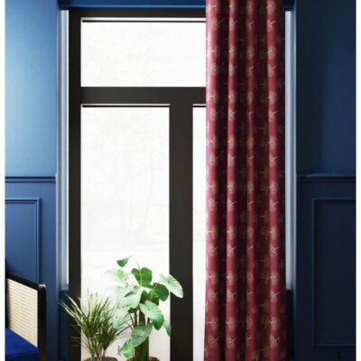 Elegant Blackout Thermal Curtains: Noise-Reducing Floral Design in Maroon