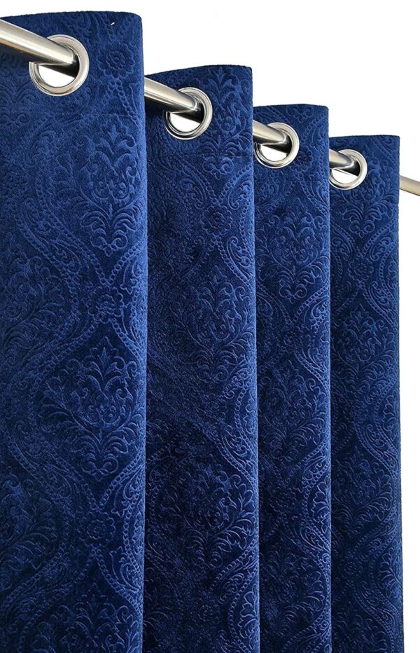 Elegant Blue Velvet Grommet Curtains for Room Darkening & Privacy