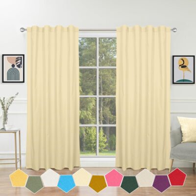 Elegant Butter Cream Cotton Curtains Set of 2 for Sunlight Protection