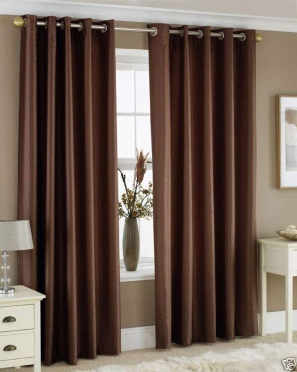 Elegant Coffee Grommet Door Curtains - 7 Feet, Set of 2 by Homefab India