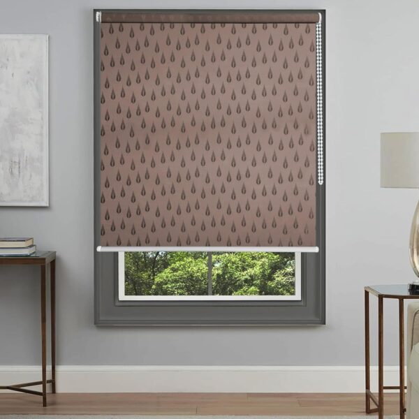 Elegant Coffee Leaf Design Semi Blackout Roller Blinds for Home and Office