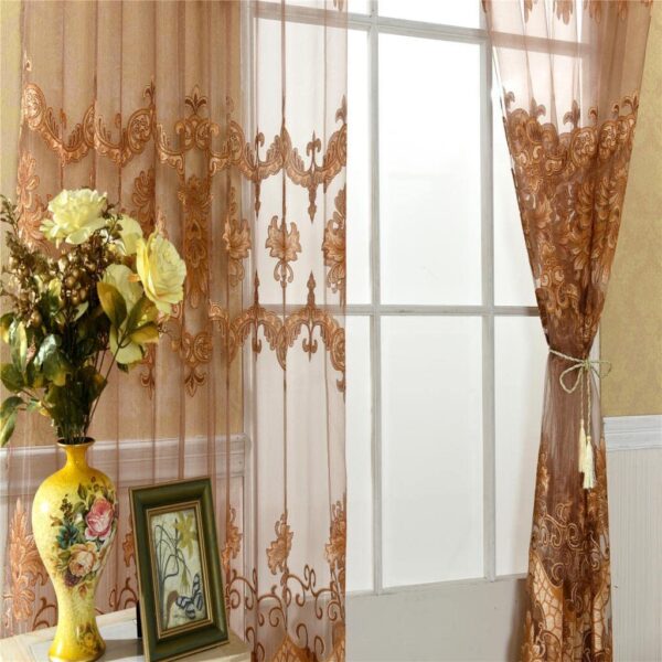 Elegant Coffee Voile Window Curtain Drape for Stylish Home Decor