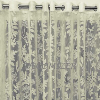 Elegant Cream Floral Grommet Curtains for Your Living Room and Balcony