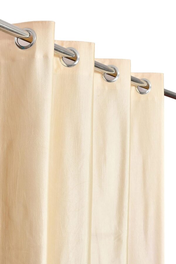 Elegant Cream Polyester Crush Curtains for 8-Foot Long Doors - FAB CASTLE