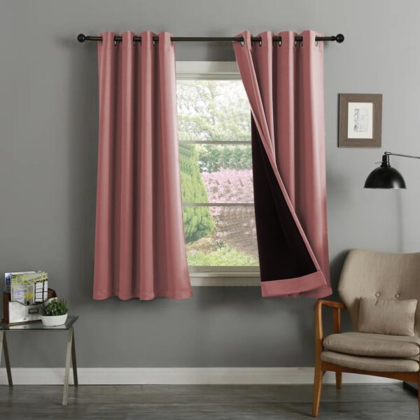 Elegant Dusty Rose Blackout Curtains - Room Darkening Thermal Insulation Set of 2