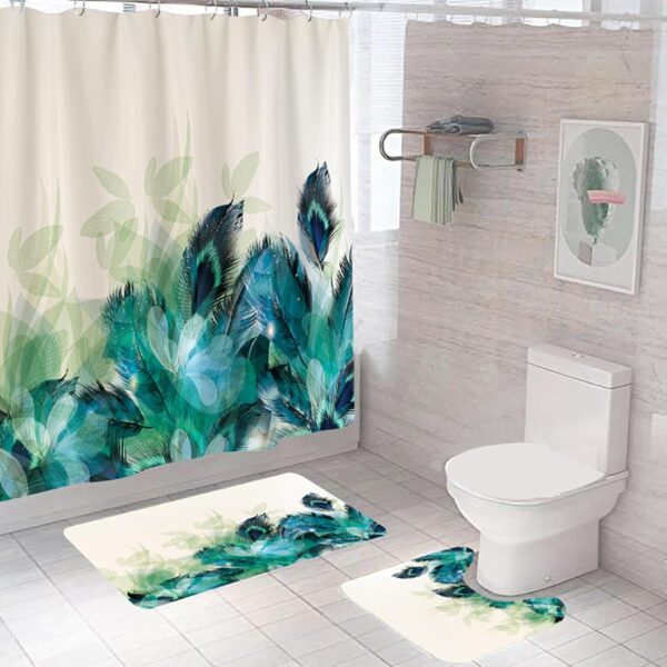 Elegant Emerald Drift Shower Curtain and Bathroom Mat Set for Ultimate Comfort