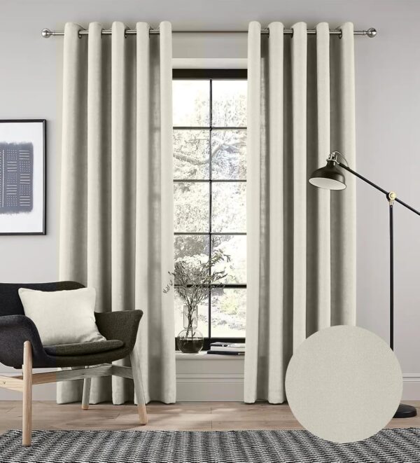 Elegant Floral Room Darkening Curtains Set for Doors and Windows (Cream, 7ft)