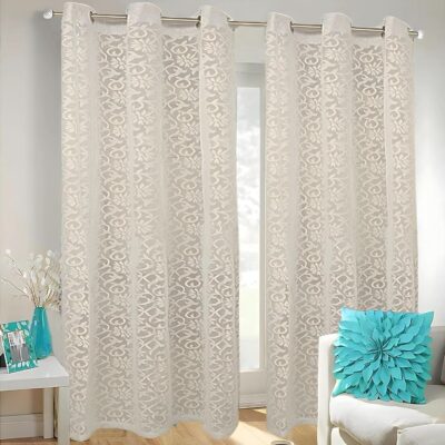 Elegant Floral Sheer Door Curtains for Living Room and Bedroom Decor