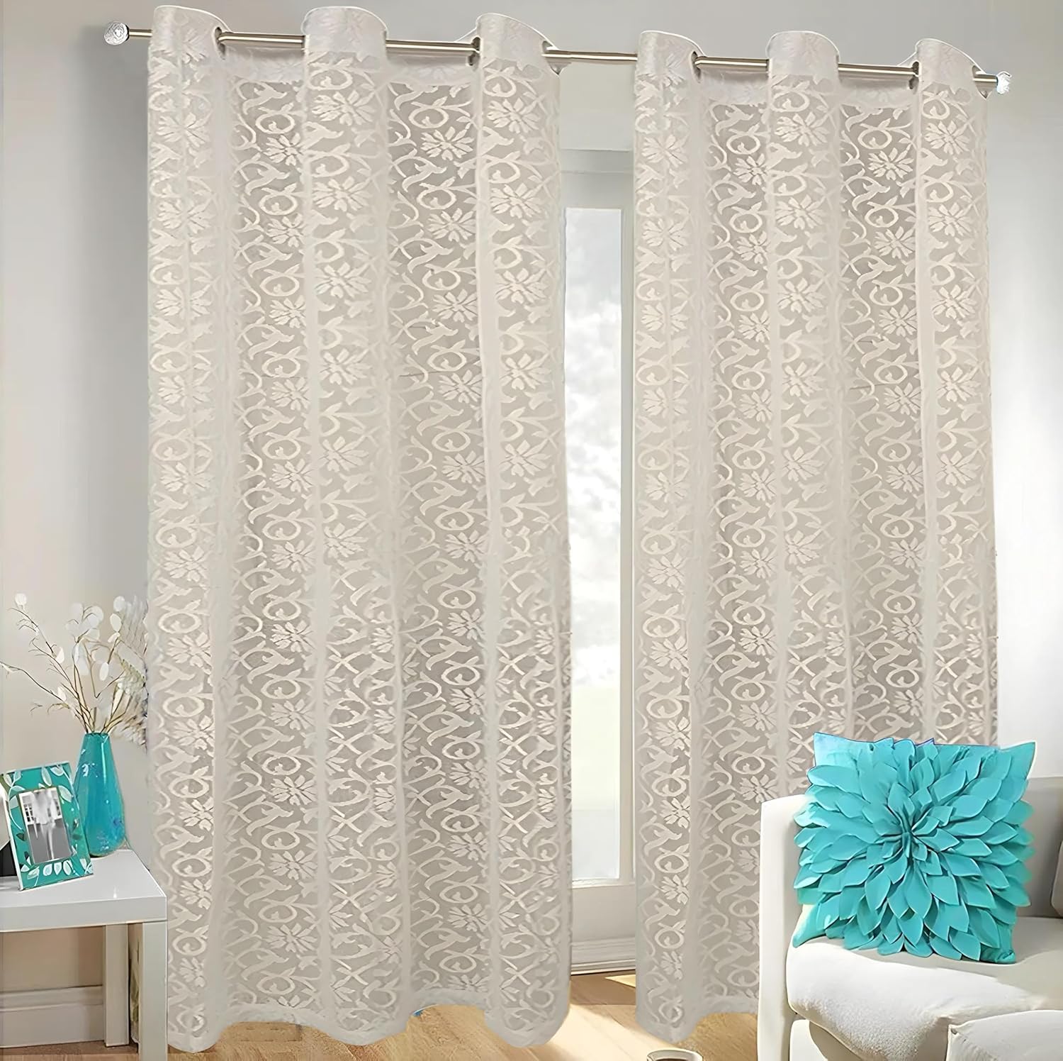 Elegant Floral Sheer Door Curtains: Perfect Decor for Your Living Room and Bedroom