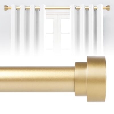 Elegant Gold Curtain Rods for Windows 48-84 Inch – Heavy Duty & Adjustable