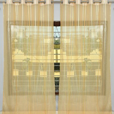 Elegant Gold Zigzag Sheer Door Curtains – 9 Feet Polyester Eyelet, Pack of 2