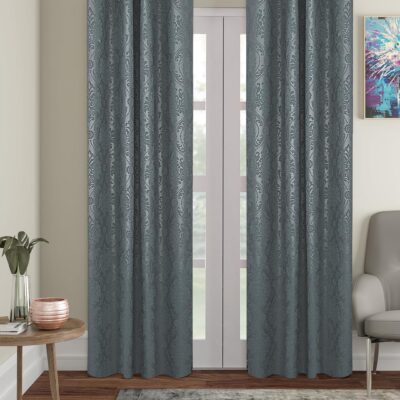 Elegant Grey Floral Blackout Curtains – Solimo 7 Feet, Pack of 2