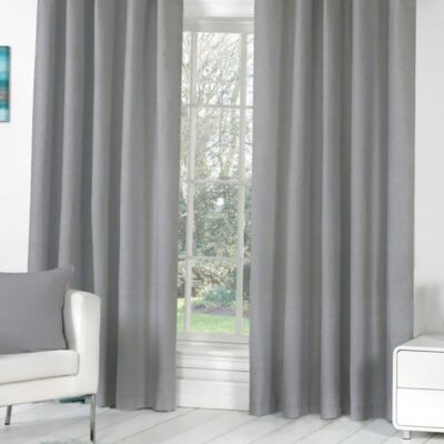 Elegant Grey Grommet Door Curtains – 7 Feet, 2 Piece Set for Home Decor