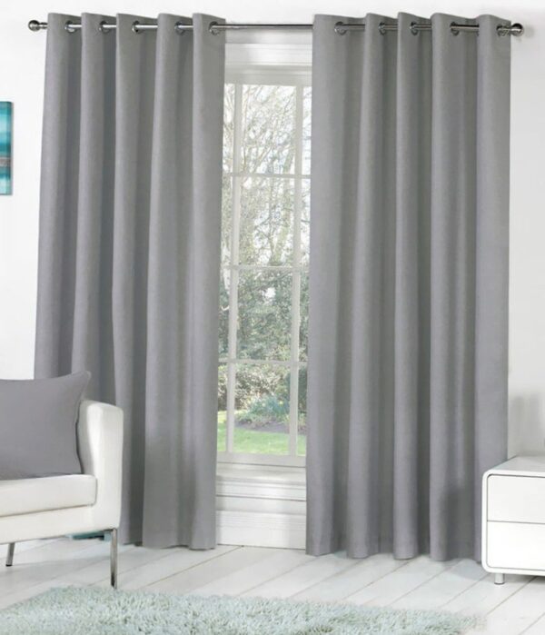 Elegant Grey Grommet Door Curtains - 7 Feet, 2 Piece Set for Home Decor