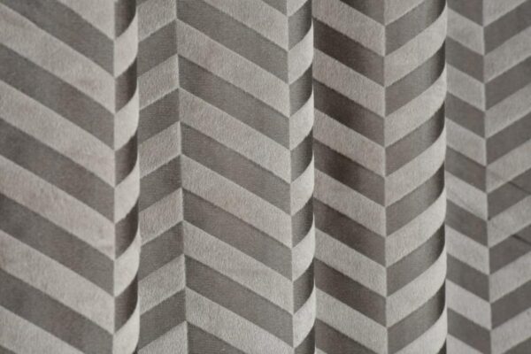 Elegant Grey Velvet Door Curtains with Zig Zag Design for Living Room