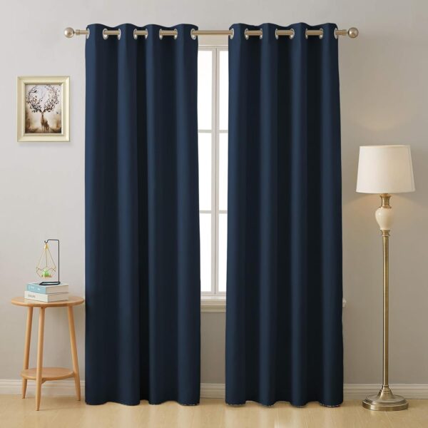 Elegant Indigo Blue Blackout Door Curtains - Room Darkening Set of 2