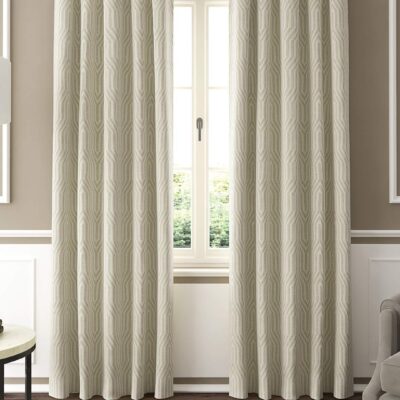 Elegant Jacquard Geometric Grommet Curtains – Set of 2, 52×84 Inch Panels