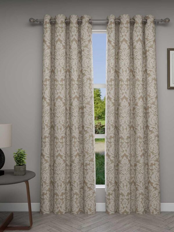 Elegant Jacquard Woven Damask Grommet Curtains - Set of 2, 52x84 Inch