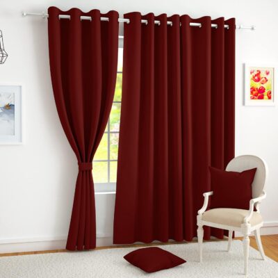 Elegant Maroon Blackout Door Curtains Set of 2 – Thermal Insulated Design