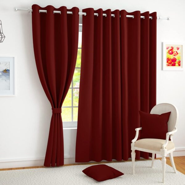 Elegant Maroon Blackout Door Curtains Set of 2 - Thermal Insulated Design