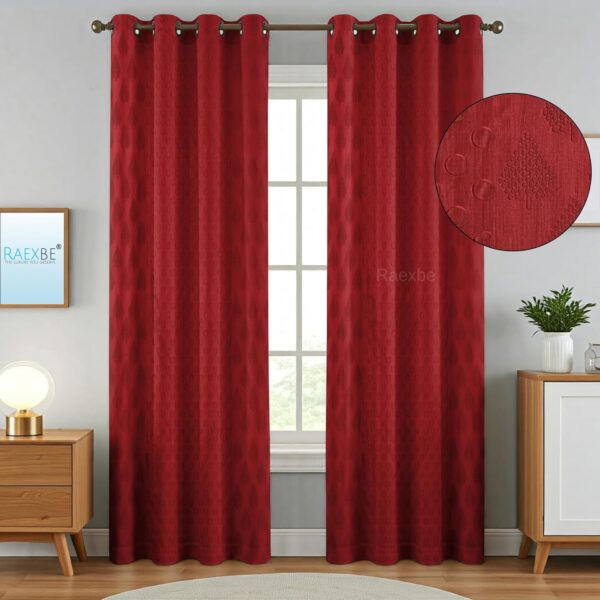 Elegant Maroon Floral Design Curtains for Modern Living Spaces - Set of 2