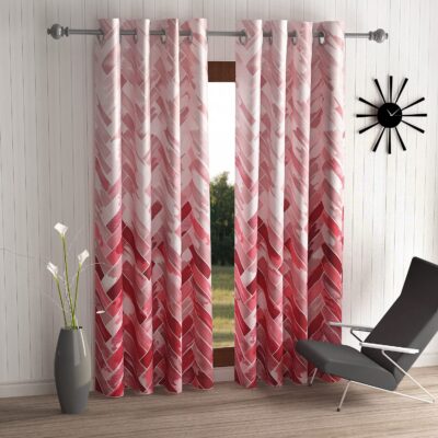 Elegant Maroon Geometrical Eyelet Curtains for Stylish Home Decor – 7 Feet