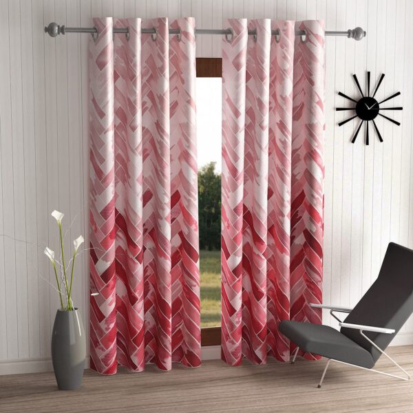 Elegant Maroon Geometrical Eyelet Curtains for Stylish Home Decor - 7 Feet