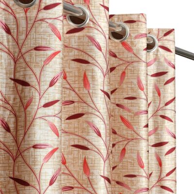 Elegant Maroon Polyester Grommet Curtains – Washable, 9 Feet, Pack of 2