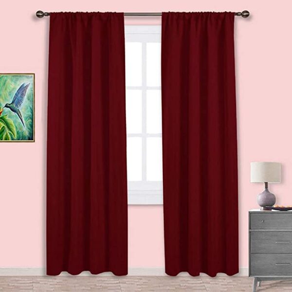 Elegant Maroon Room Darkening Curtains: Thermal Insulated Blackout for Bedrooms