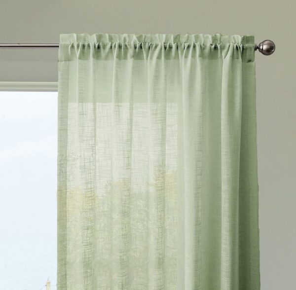 Elegant Mint Green Cotton Sheer Curtains for Living Room and Bedroom Decor