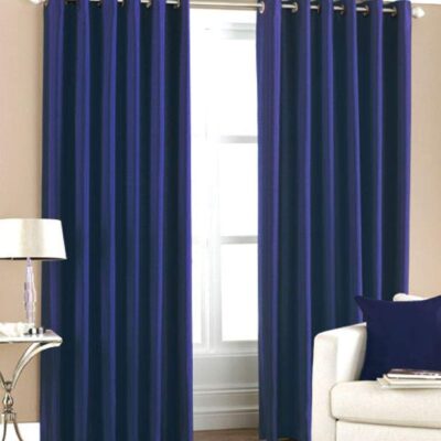 Elegant Navy Blue Grommet Door Curtains – 7 Feet, 2 Piece Set