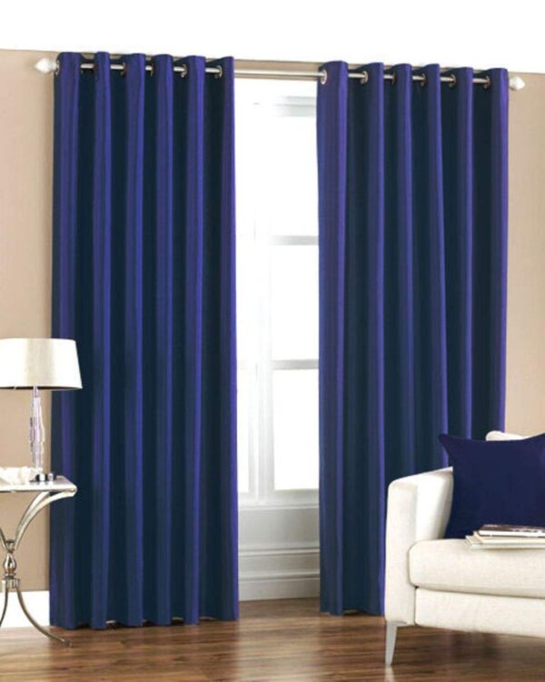 Elegant Navy Blue Grommet Door Curtains - 7 Feet, 2 Piece Set