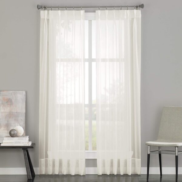 Elegant Oyster Voile Sheer Pinch Pleat Curtain Panel for Stylish Decor