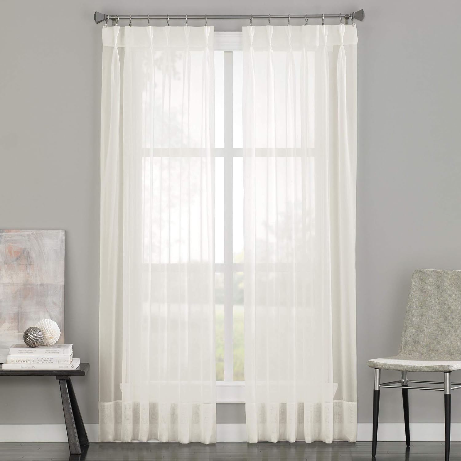 Elevate Your Space with Elegant Oyster Voile Sheer Pinch Pleat Curtains