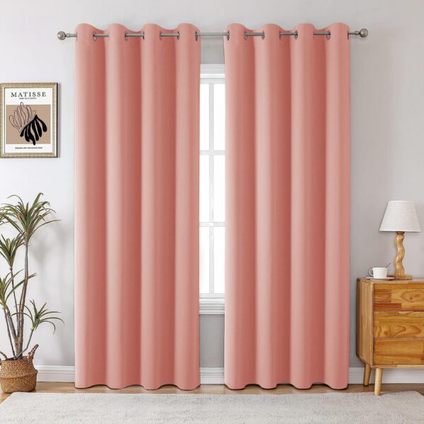 Elegant Peach Blackout Curtains Set for Room Darkening Home Decor