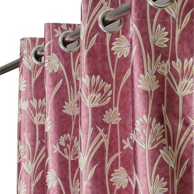 Elegant Pink Polyester Room Darkening Door Curtains for Bedroom and Living Room