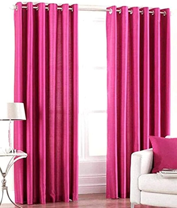 Elegant Pink Solid Curtains for Doors - 7 Feet, Set of 2 by Galaxy Home Decor