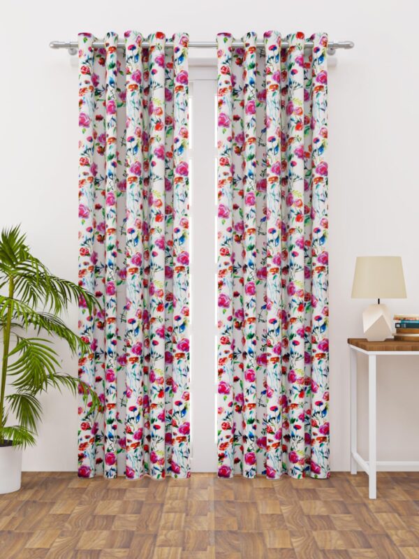 Elegant Plumeria Long Door Curtain - Durable, Light-Filtering Home Decor