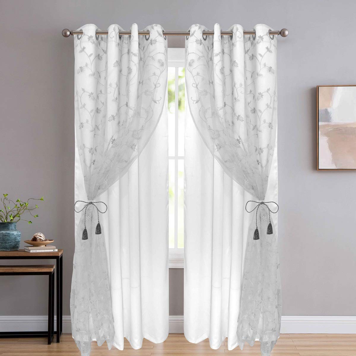 Elegant Floral Embroidery Door Curtains for Stylish Living Room Decor