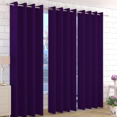 Elegant Purple Blackout Curtains – 2 Piece Floral Room Darkening Set